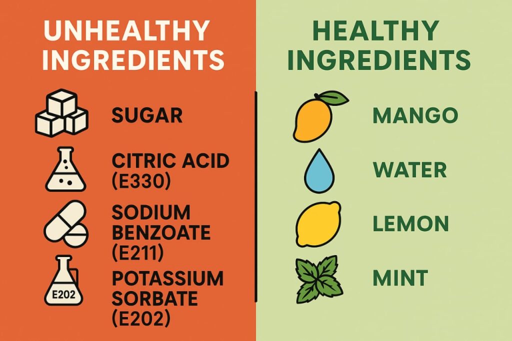 Healthy Ingredients and unhealthy Ingredients