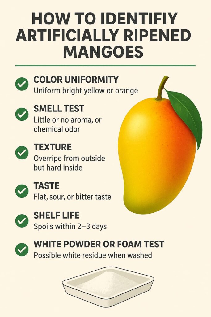 How to identify artificially ripen mangoes